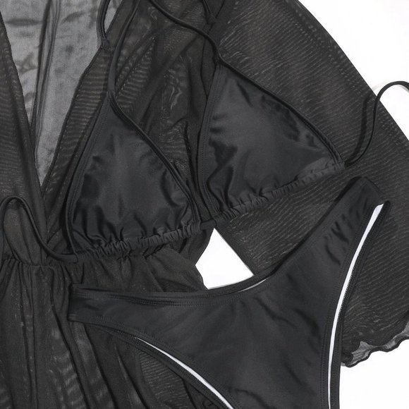 3 piece set Halter Triangle Bikini Swimsuit & Cover Up - Picture 5 of 5